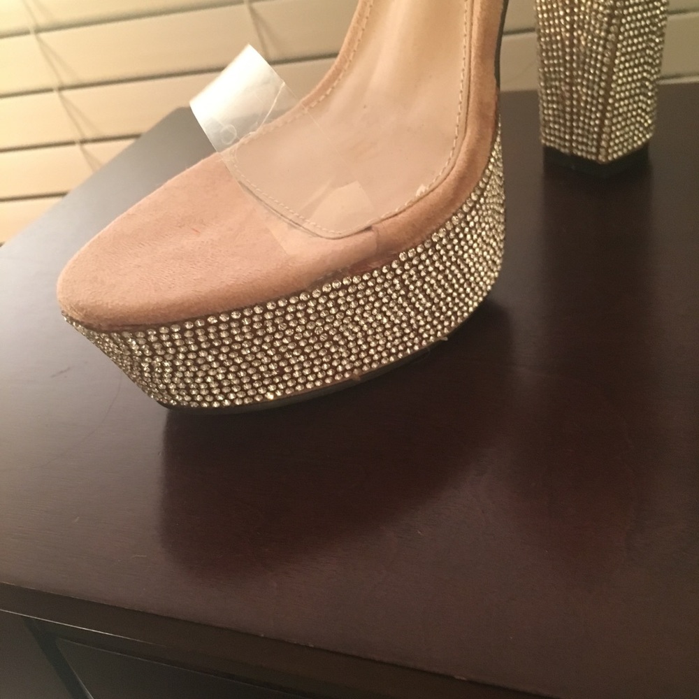 Cape Robbin Blush Rhinestone Platform Sandals 8 - image 5